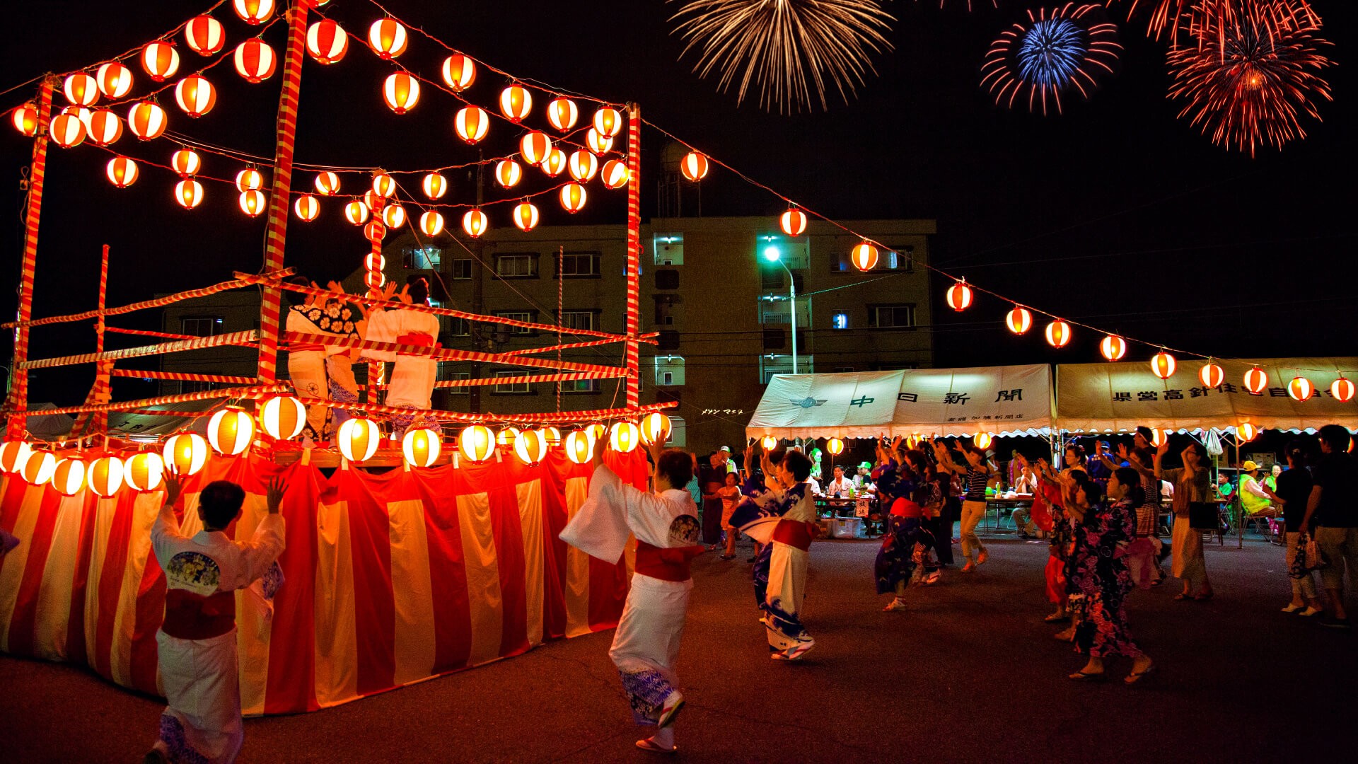 people enjoying summer festivals in Japan