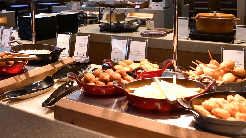 breakfast buffet in a ryokan