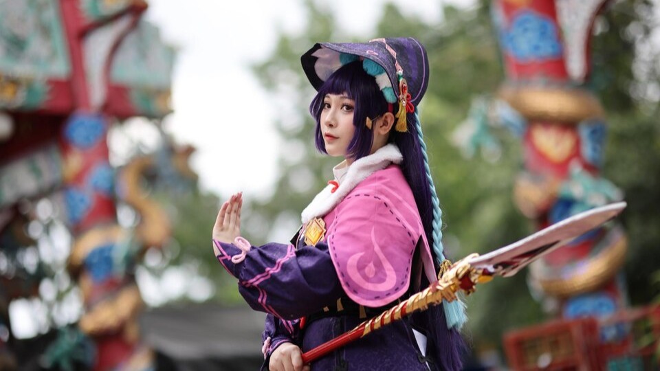 cosplayers posing on street