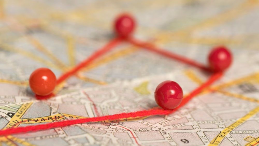 route map showing multiple long-distance routes